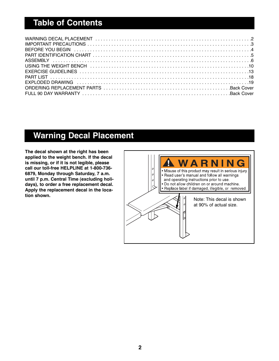 Weider 500 User Manual | Page 2 / 20