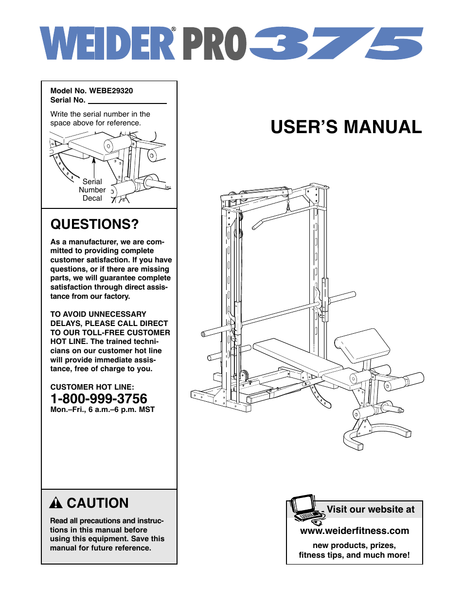 Weider PRO 375 User Manual | 23 pages