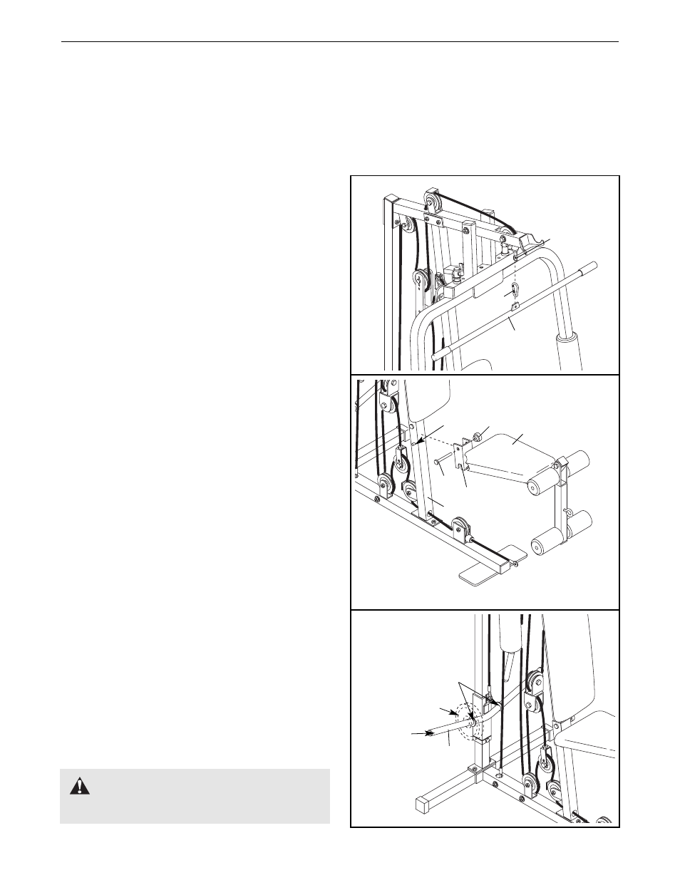 Adjustments, Warning | Weider WESY13820 User Manual | Page 15 / 24