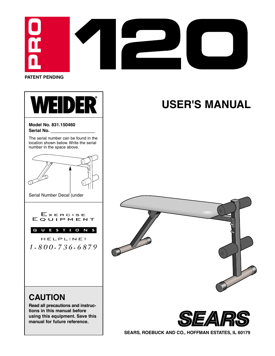 Weider 831.150460 User Manual | 8 pages