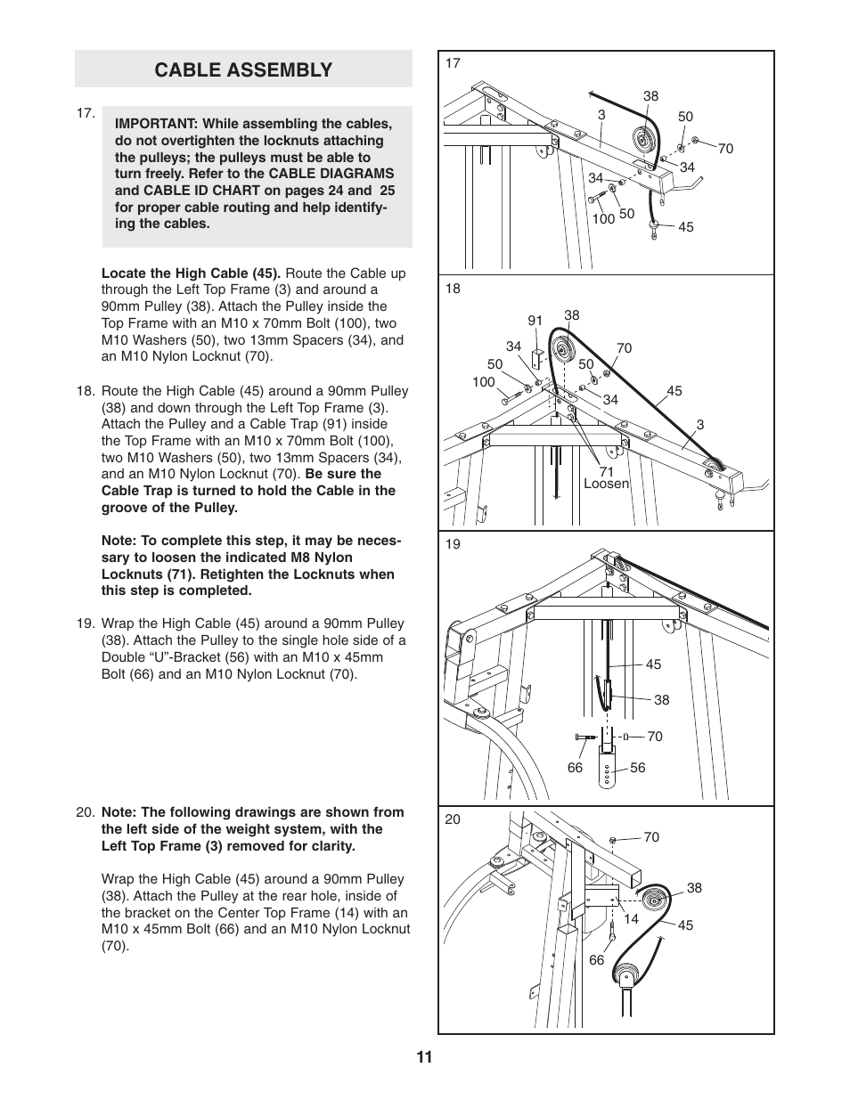 Cable assembly | Weider 831.159822 User Manual | Page 11 / 32