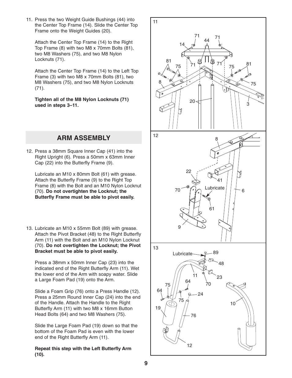 Arm assembly | Weider 831.159822 User Manual | Page 9 / 32