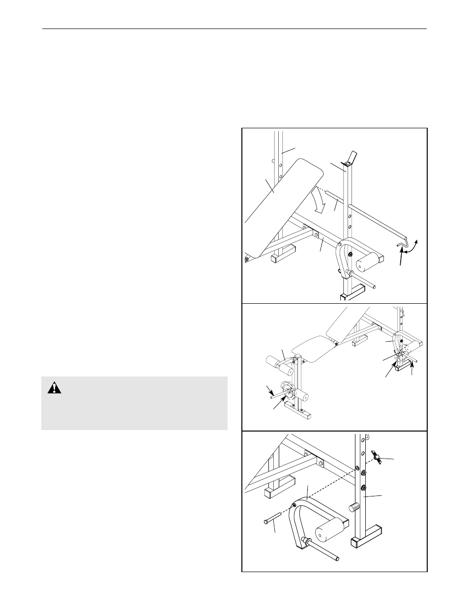 Warning, Adjustments | Weider 140 User Manual | Page 9 / 16