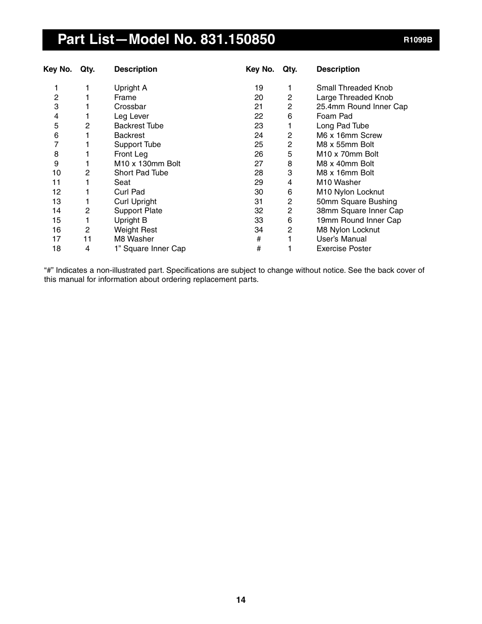 Weider 831.150850 User Manual | Page 14 / 16