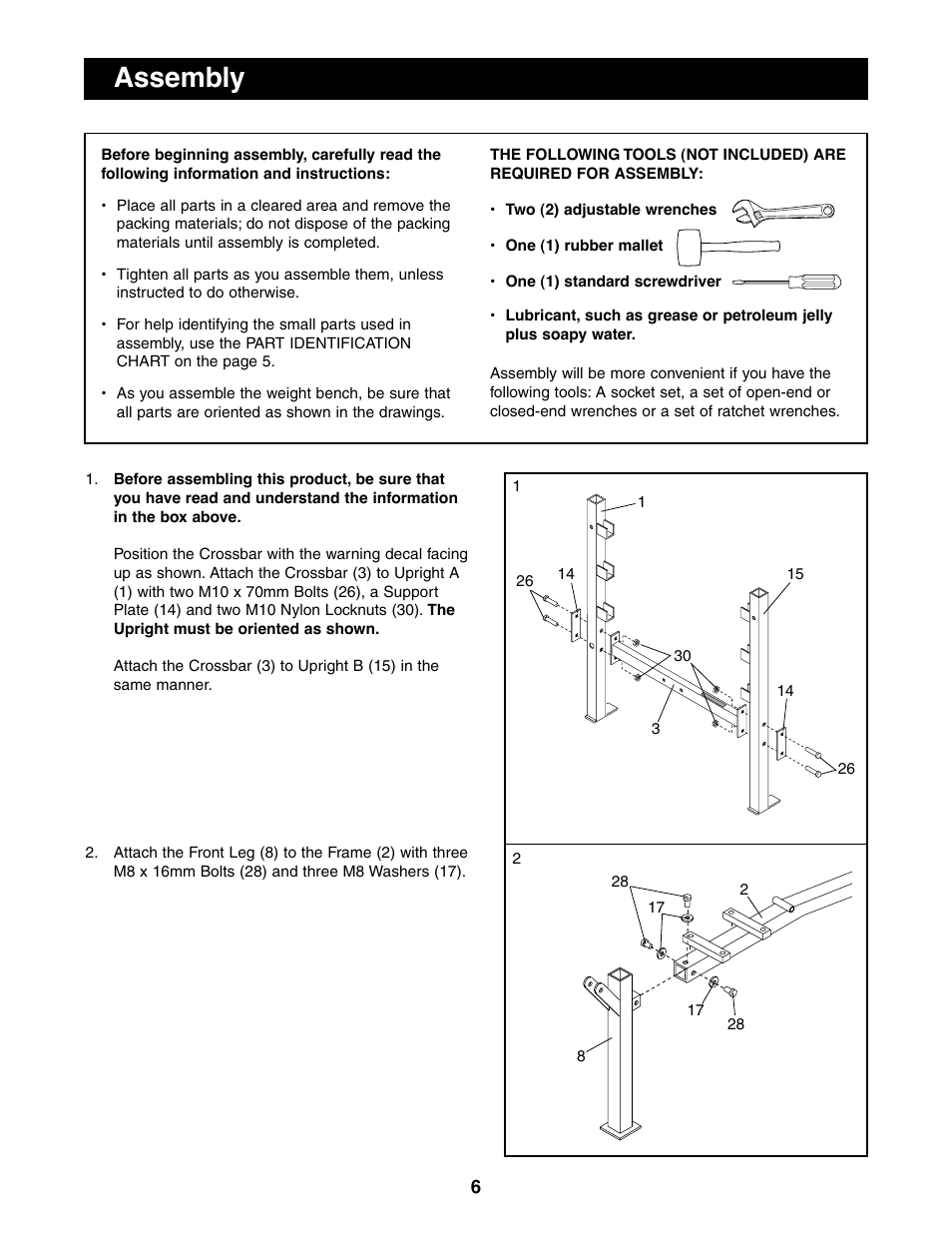 Assembly | Weider 831.150850 User Manual | Page 6 / 16
