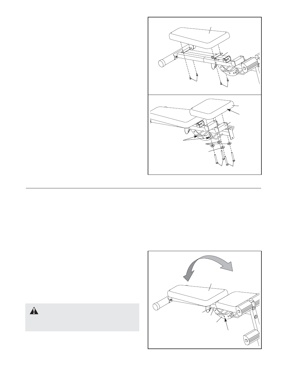Adjustments, Warning | Weider Pro 202 831.150260 User Manual | Page 8 / 12