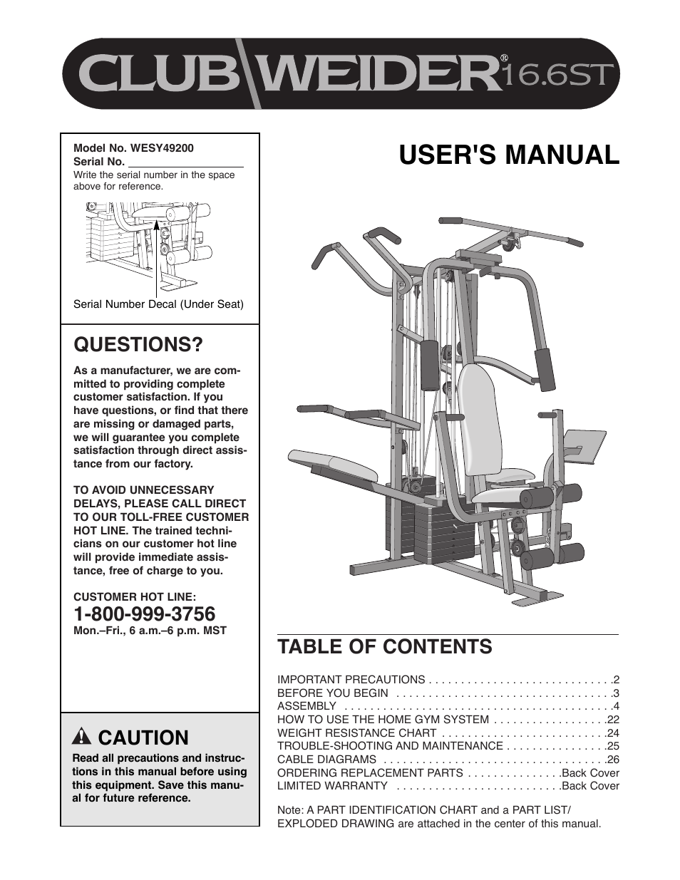 Weider WESY49200 User Manual | 33 pages