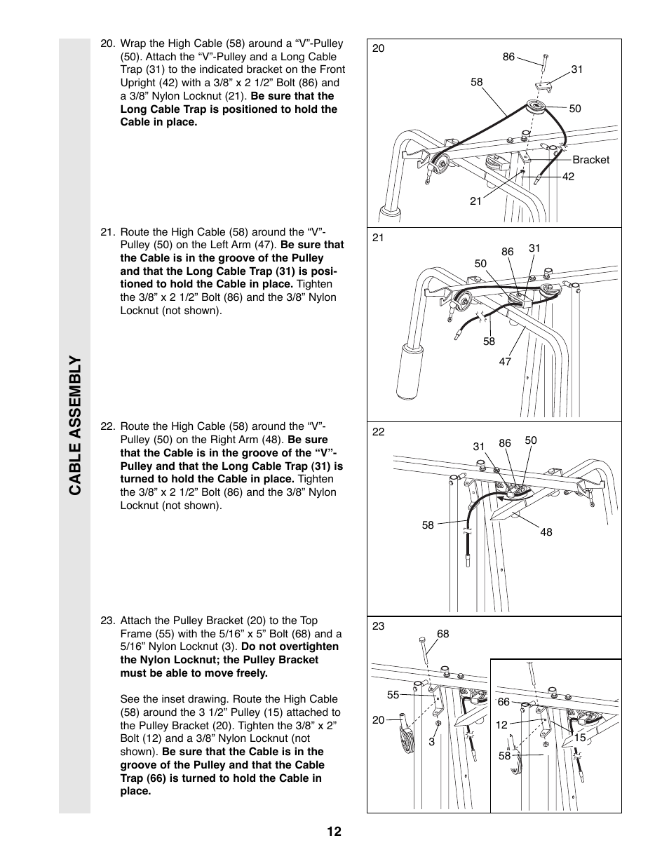 Cable assembl y | Weider WESY49200 User Manual | Page 12 / 33