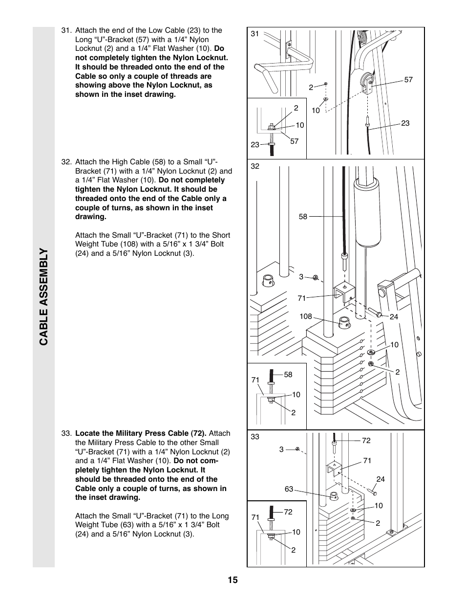 Cable assembl y | Weider WESY49200 User Manual | Page 15 / 33