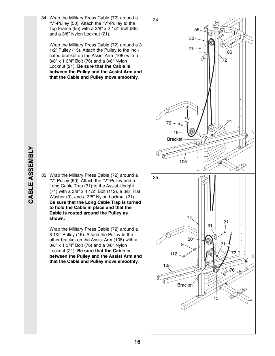 Cable assembl y | Weider WESY49200 User Manual | Page 16 / 33