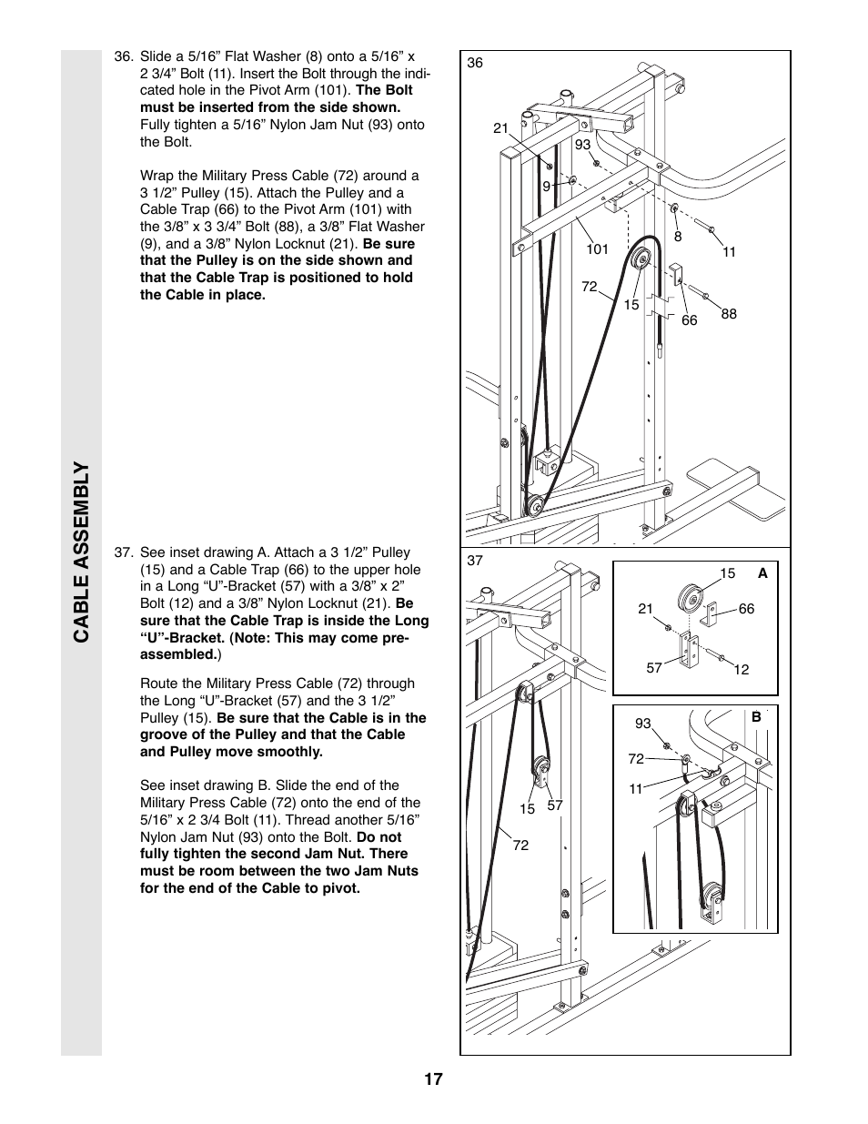 Cable assembl y | Weider WESY49200 User Manual | Page 17 / 33