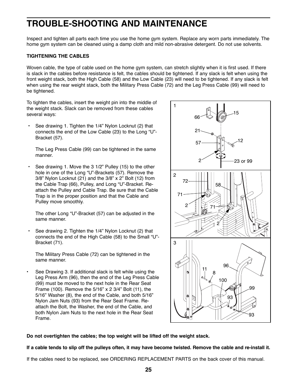 Trouble-shooting and maintenance | Weider WESY49200 User Manual | Page 25 / 33