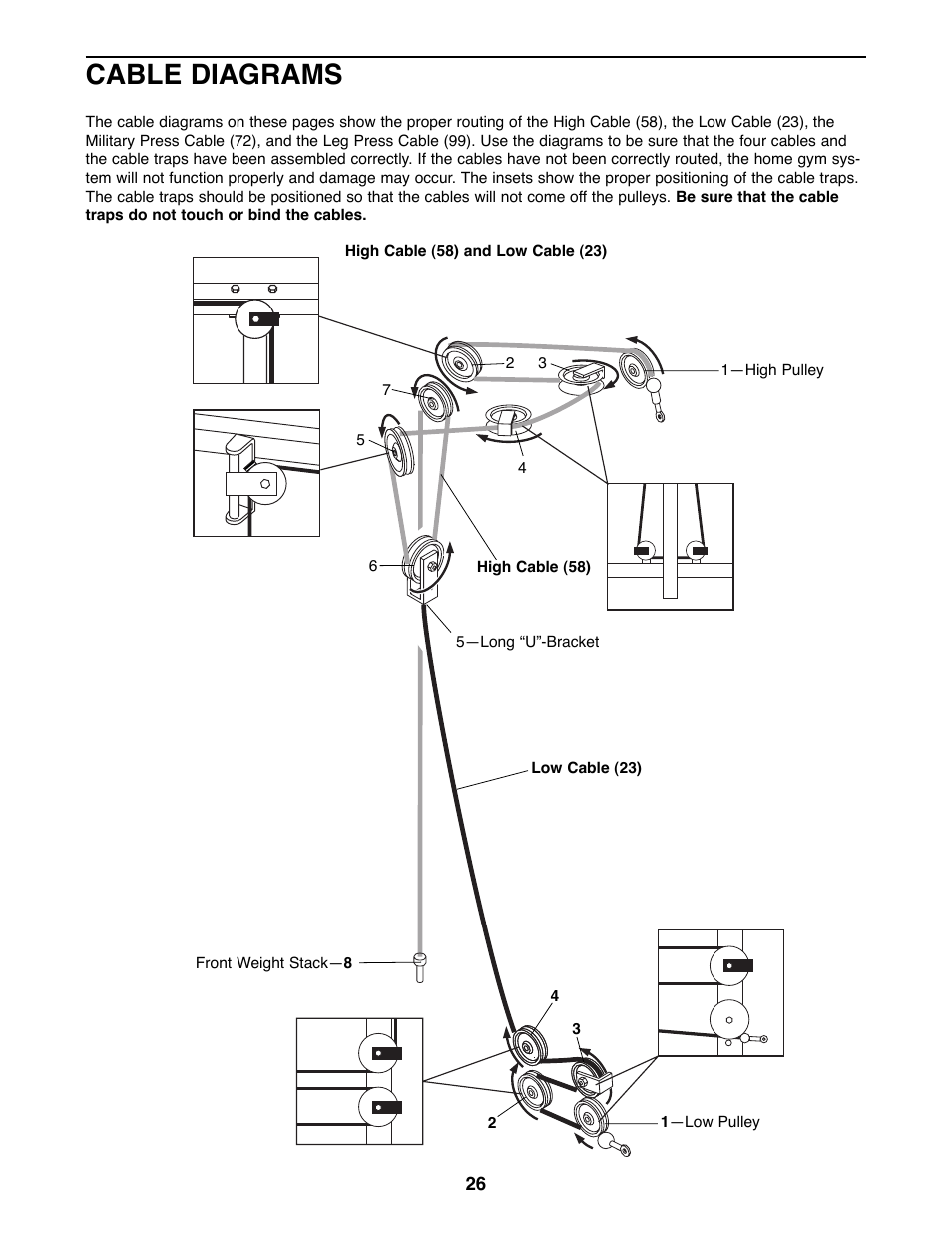 Cable diagrams | Weider WESY49200 User Manual | Page 26 / 33