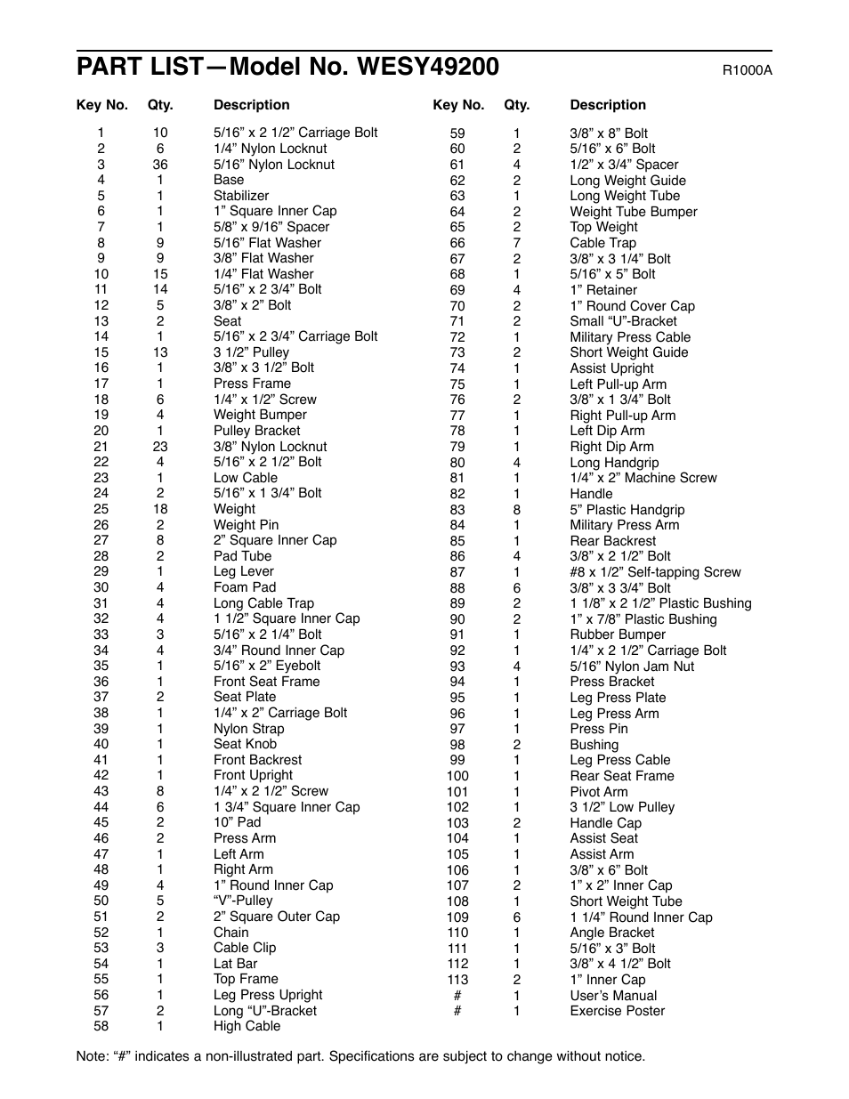 Weider WESY49200 User Manual | Page 31 / 33
