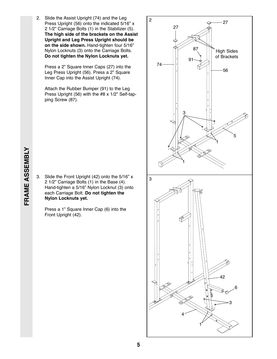 Frame assembl y | Weider WESY49200 User Manual | Page 5 / 33