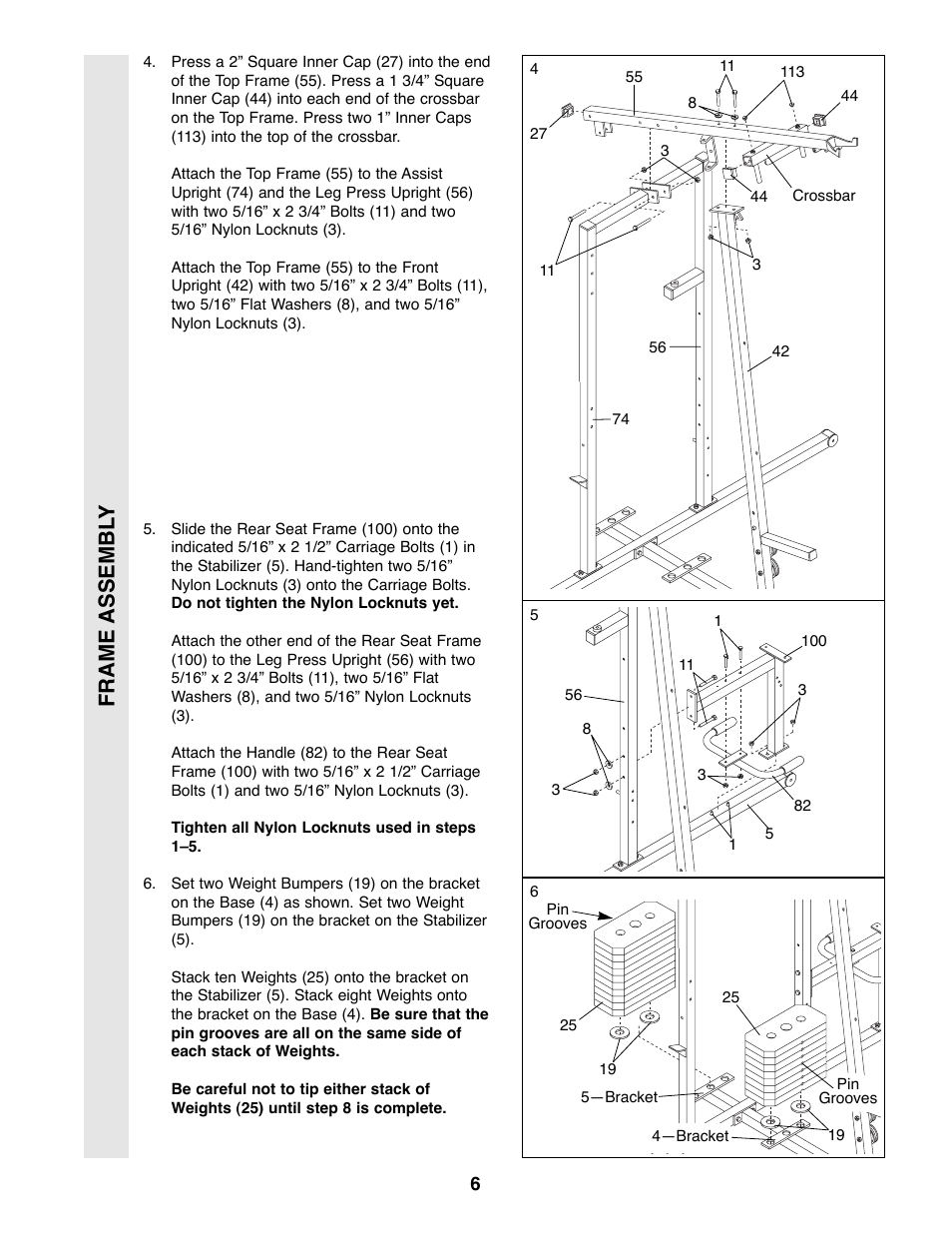 Frame assembl y | Weider WESY49200 User Manual | Page 6 / 33