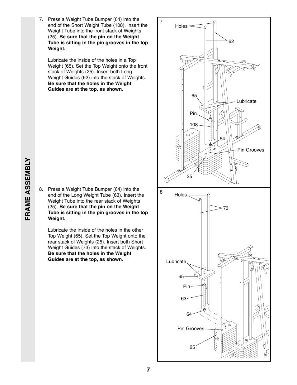 Frame assembl y | Weider WESY49200 User Manual | Page 7 / 33