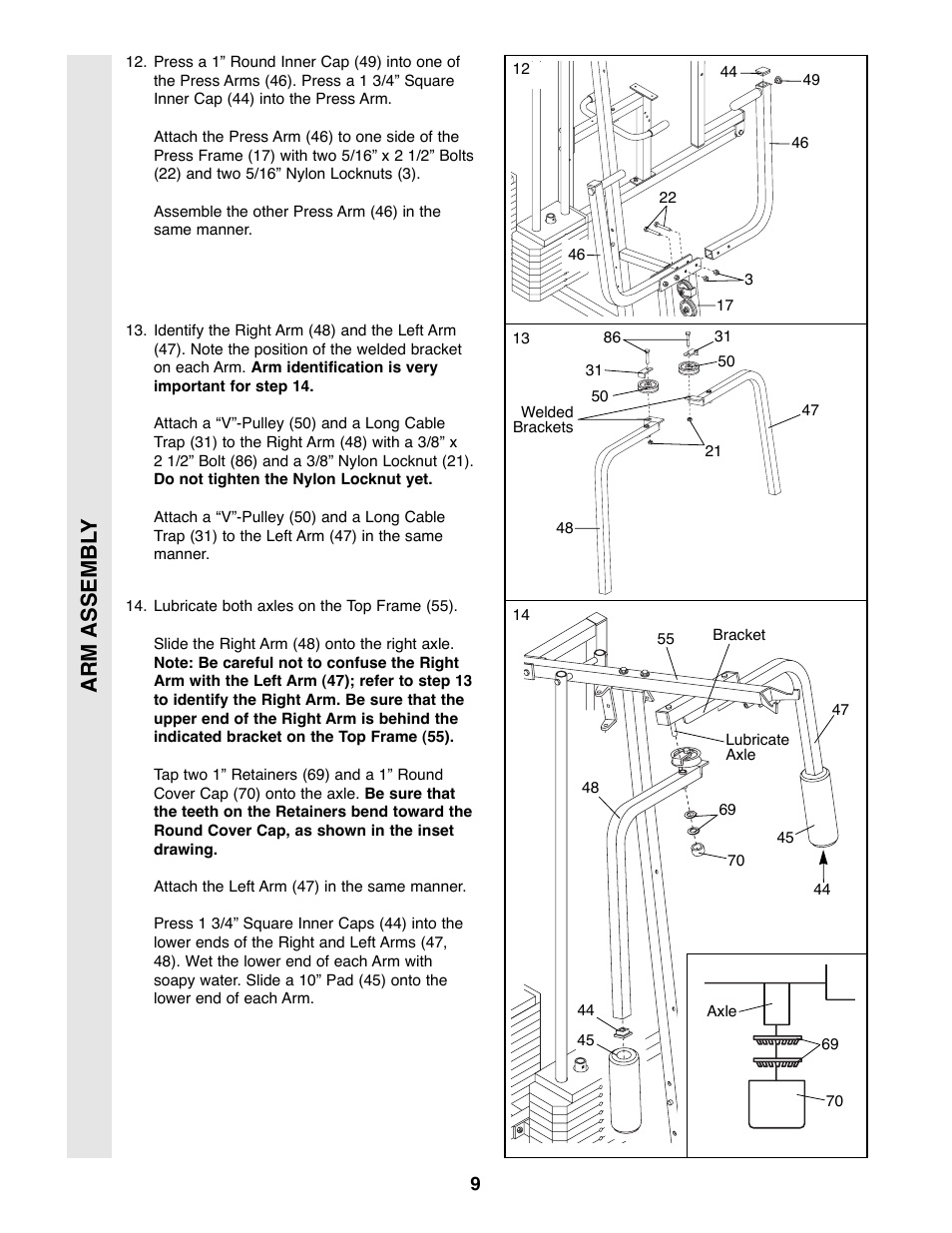 Arm assembl y | Weider WESY49200 User Manual | Page 9 / 33
