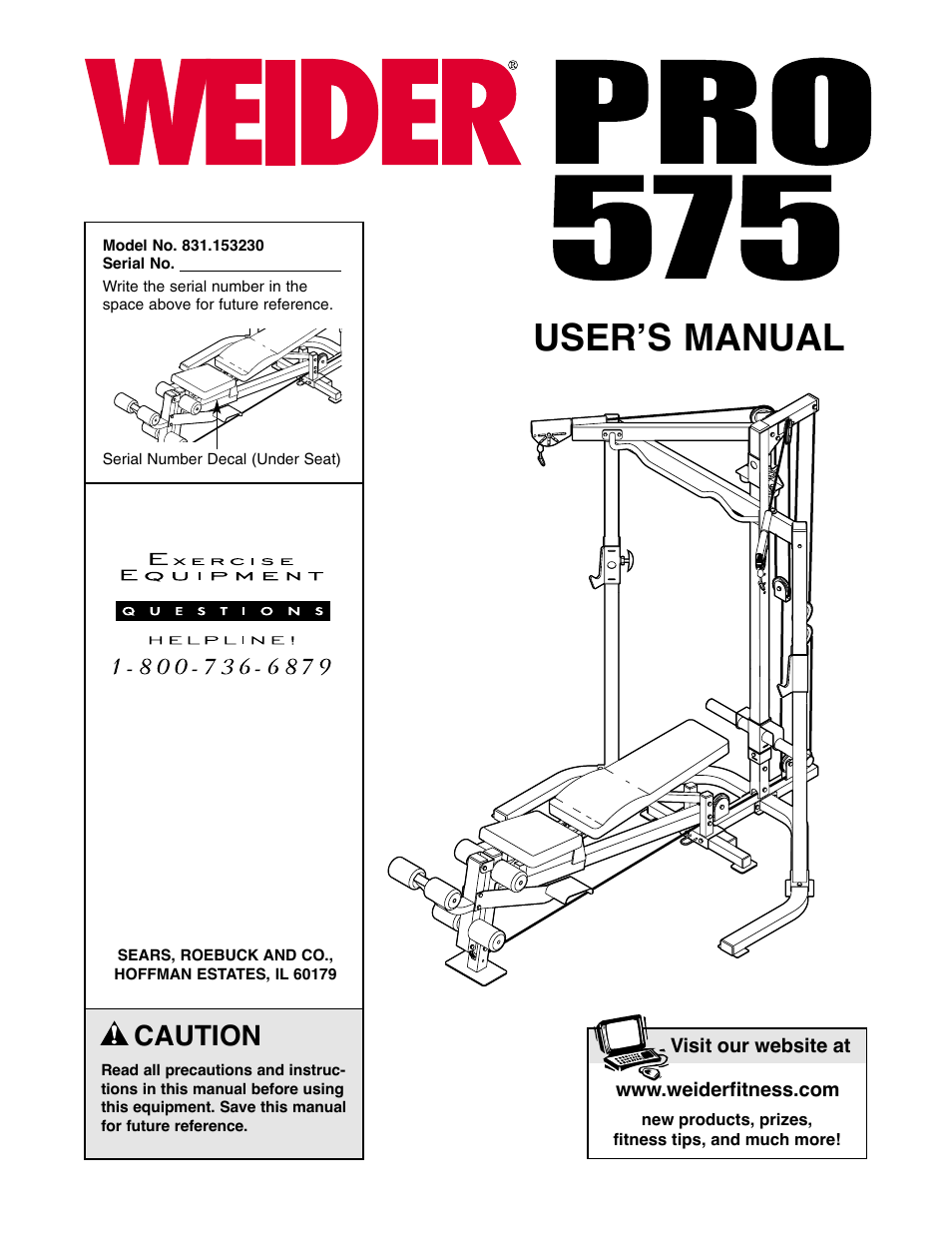 Weider PRO 575 User Manual | 26 pages