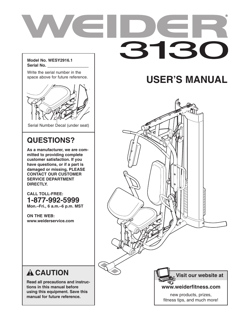 Weider WESY2916.1 User Manual | 36 pages