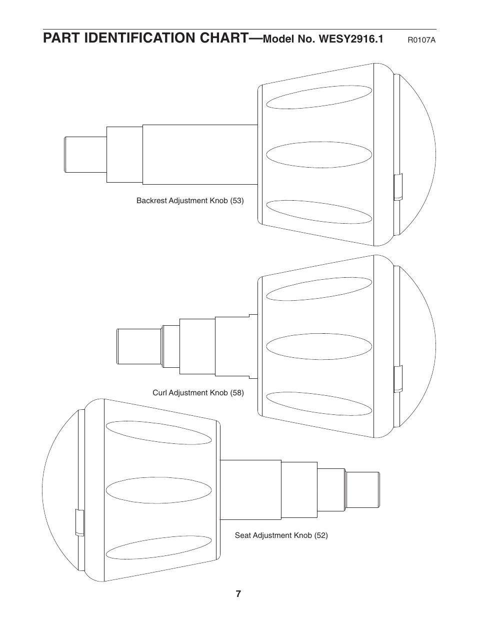 Part identification chart | Weider WESY2916.1 User Manual | Page 7 / 36