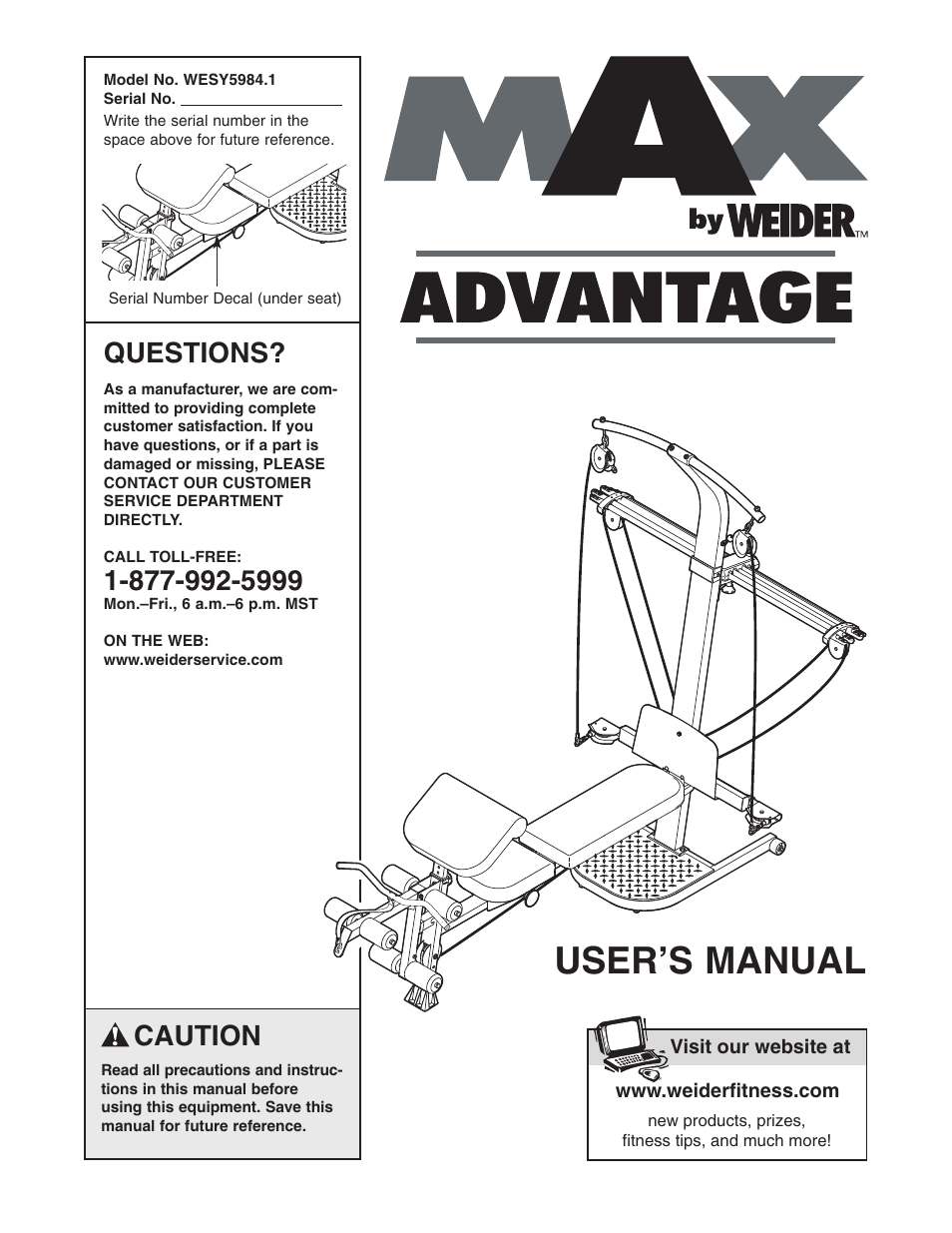 Weider WESY5984.1 User Manual | 24 pages