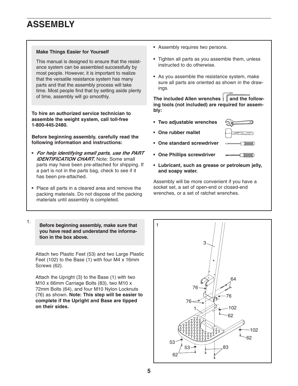 Assembly | Weider WESY5984.1 User Manual | Page 5 / 24