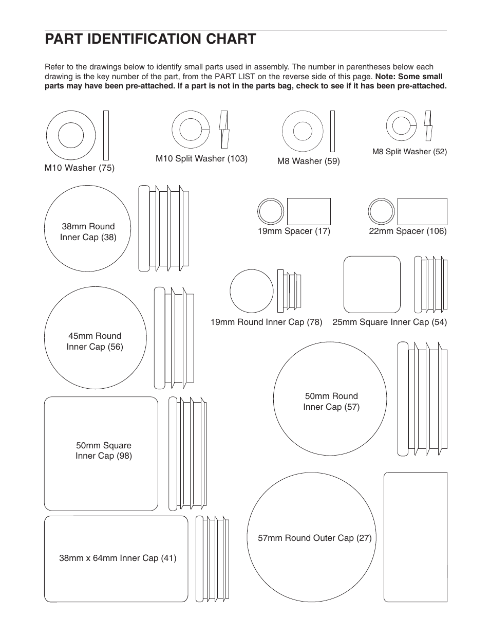 Part identification chart | Weider WESY5983.3 User Manual | Page 20 / 24