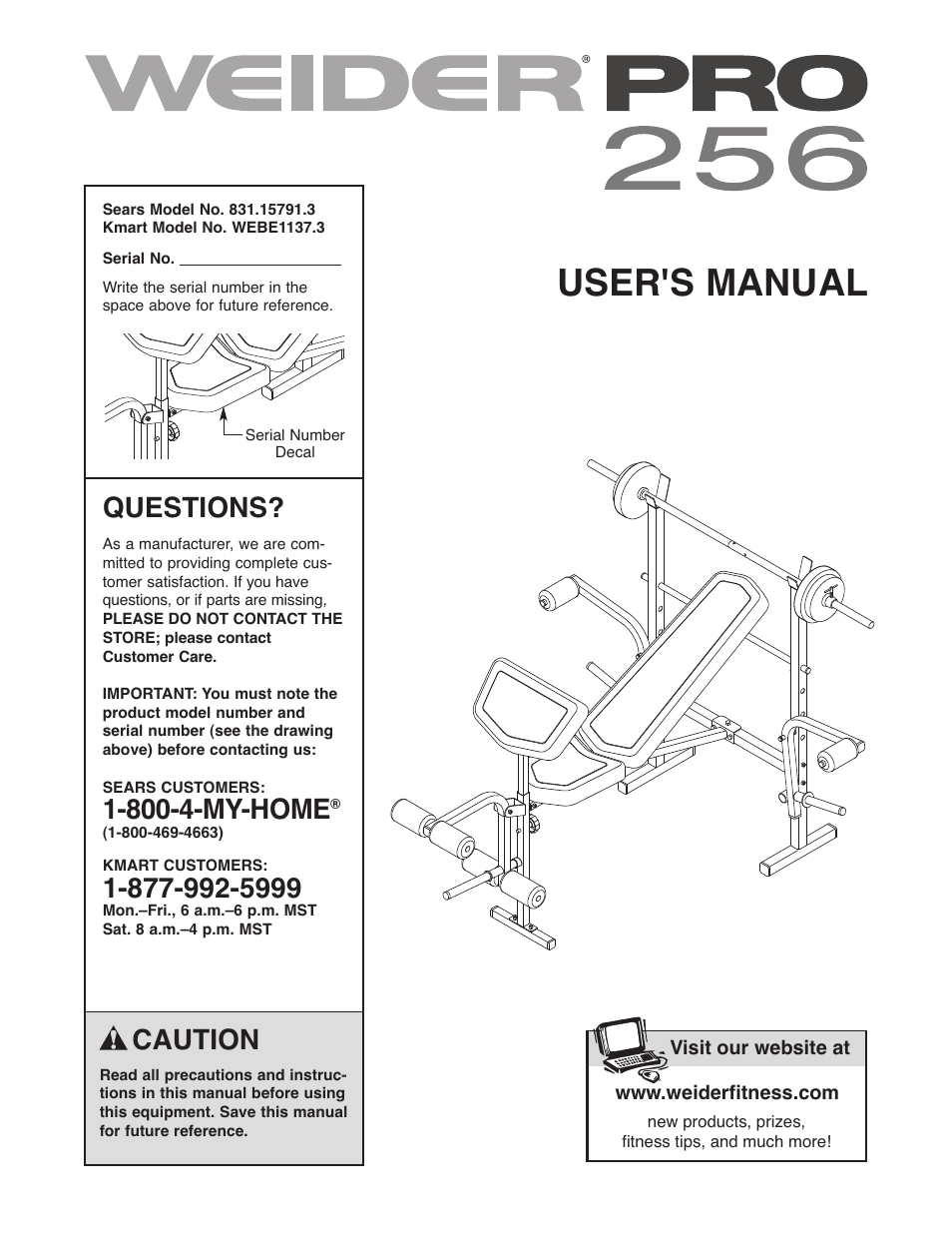 Weider 831.15791.3 User Manual | 16 pages