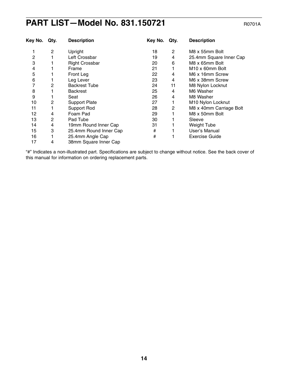 Weider 831.150721 User Manual | Page 14 / 16