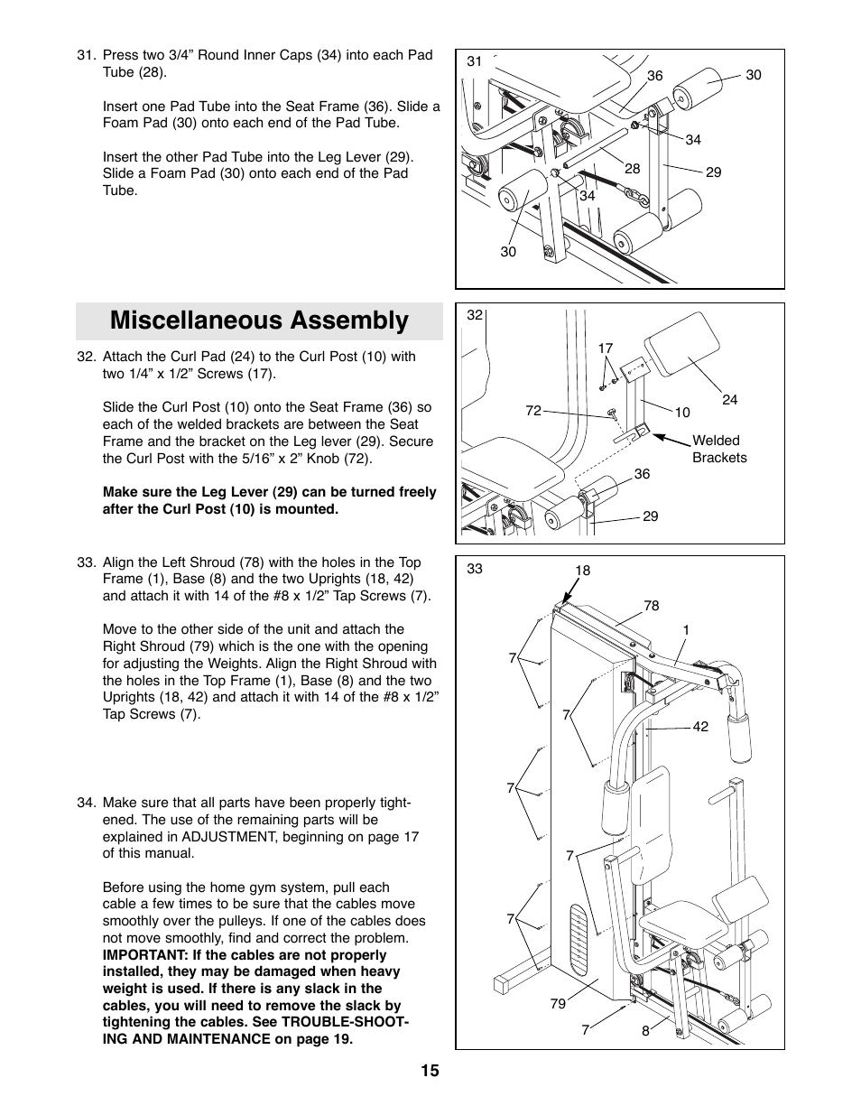 Miscellaneous assembly | Weider WESY81081 User Manual | Page 15 / 25