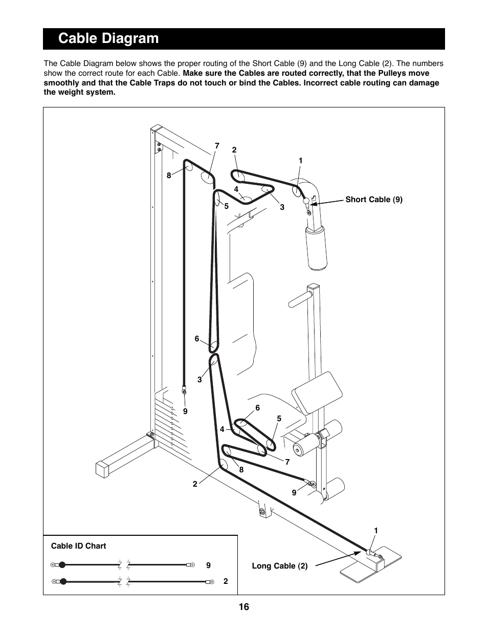 Cable diagram | Weider WESY81081 User Manual | Page 16 / 25