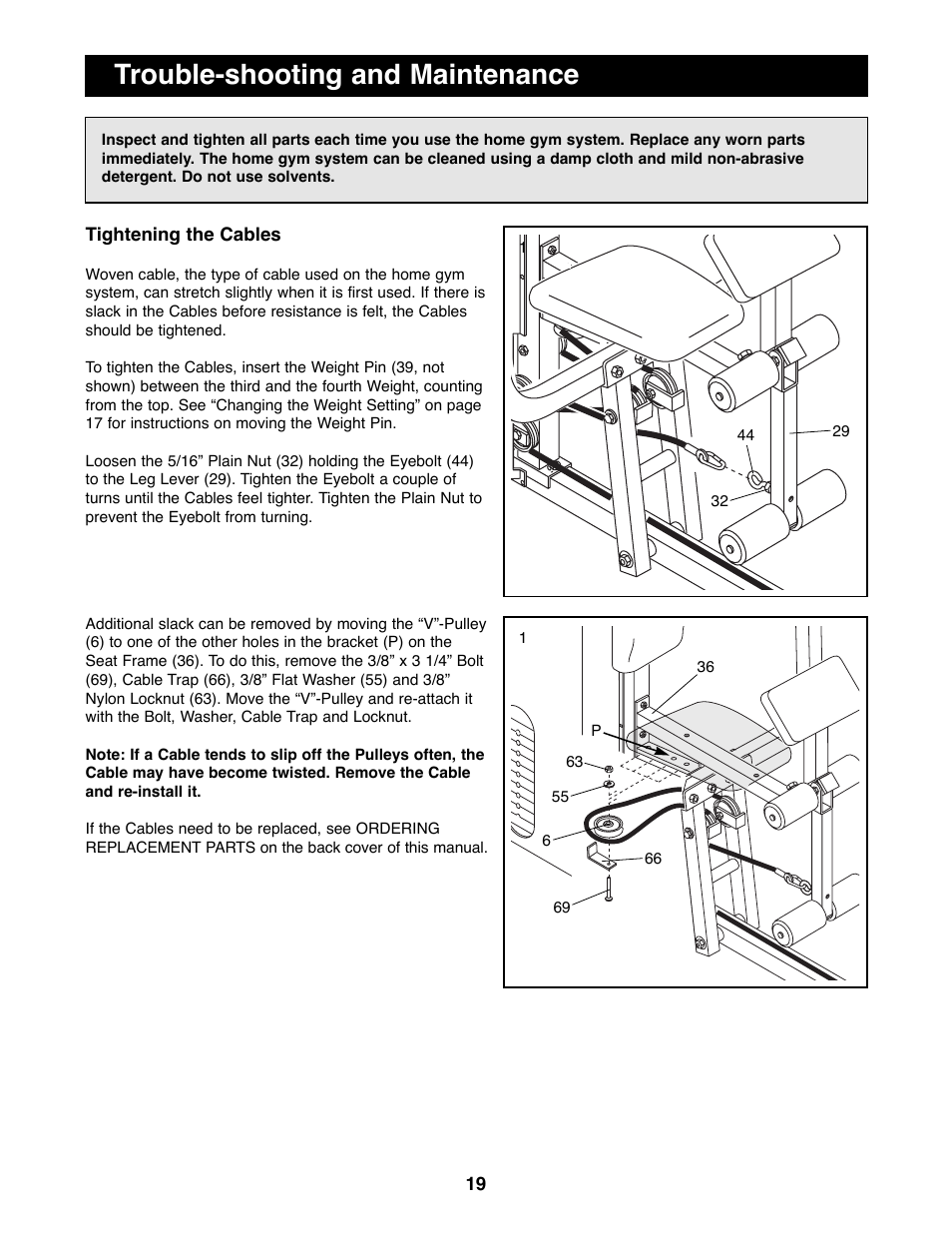 Trouble-shooting and maintenance | Weider WESY81081 User Manual | Page 19 / 25