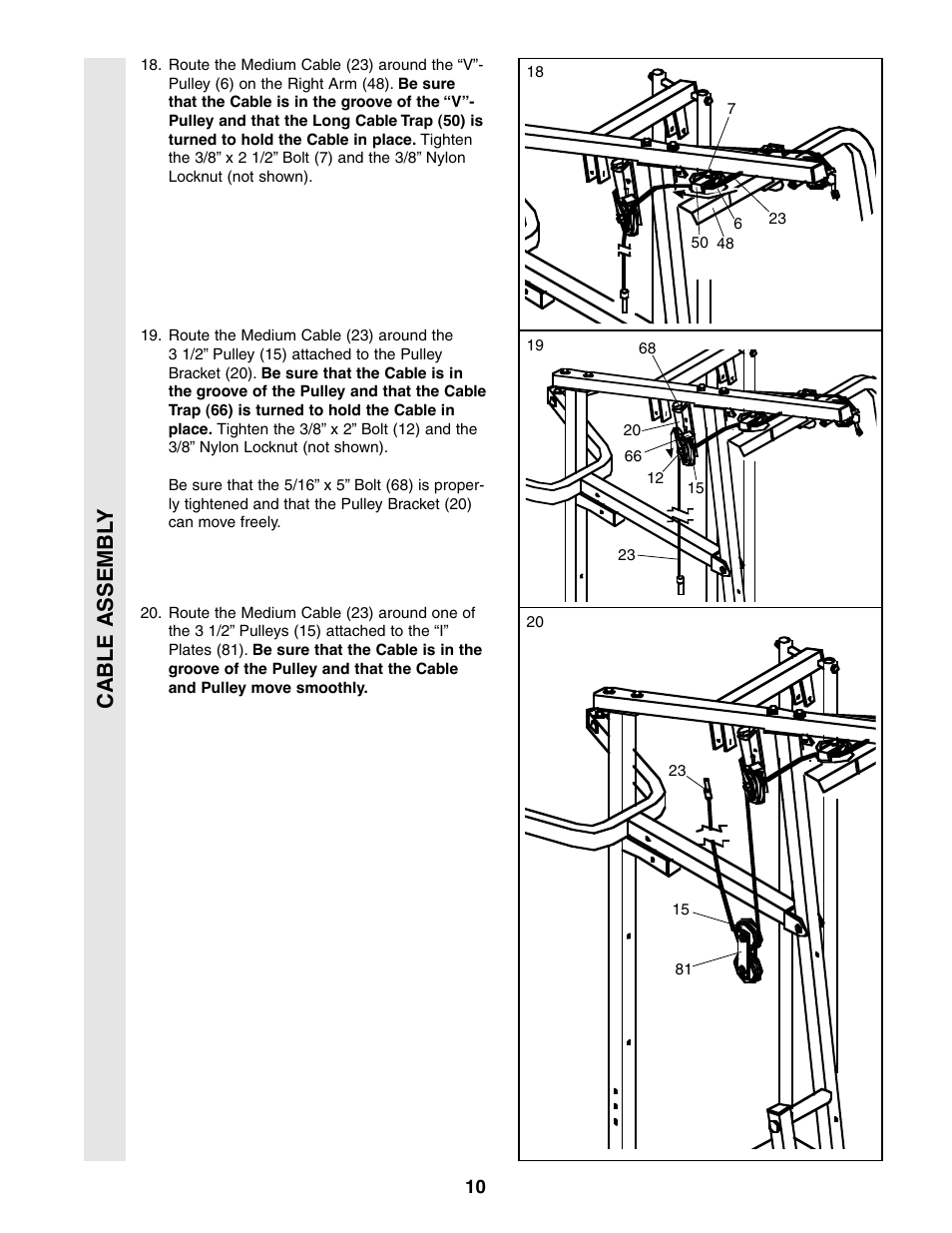 Cable assembl y | Weider 831.159361 User Manual | Page 10 / 29