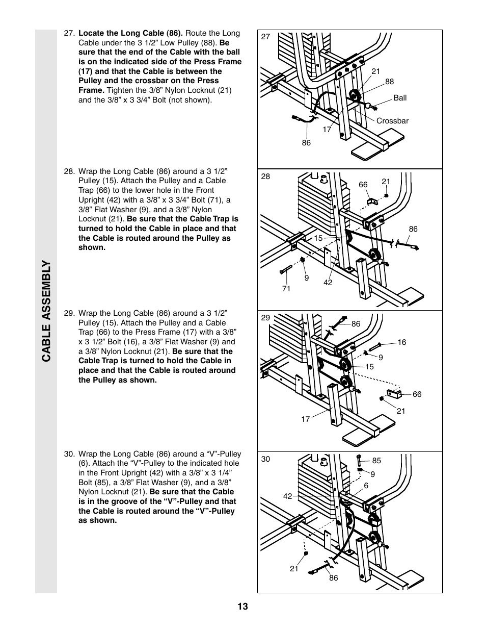 Cable assembl y | Weider 831.159361 User Manual | Page 13 / 29