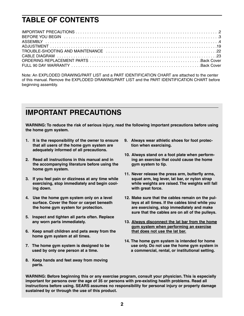Weider 831.159361 User Manual | Page 2 / 29