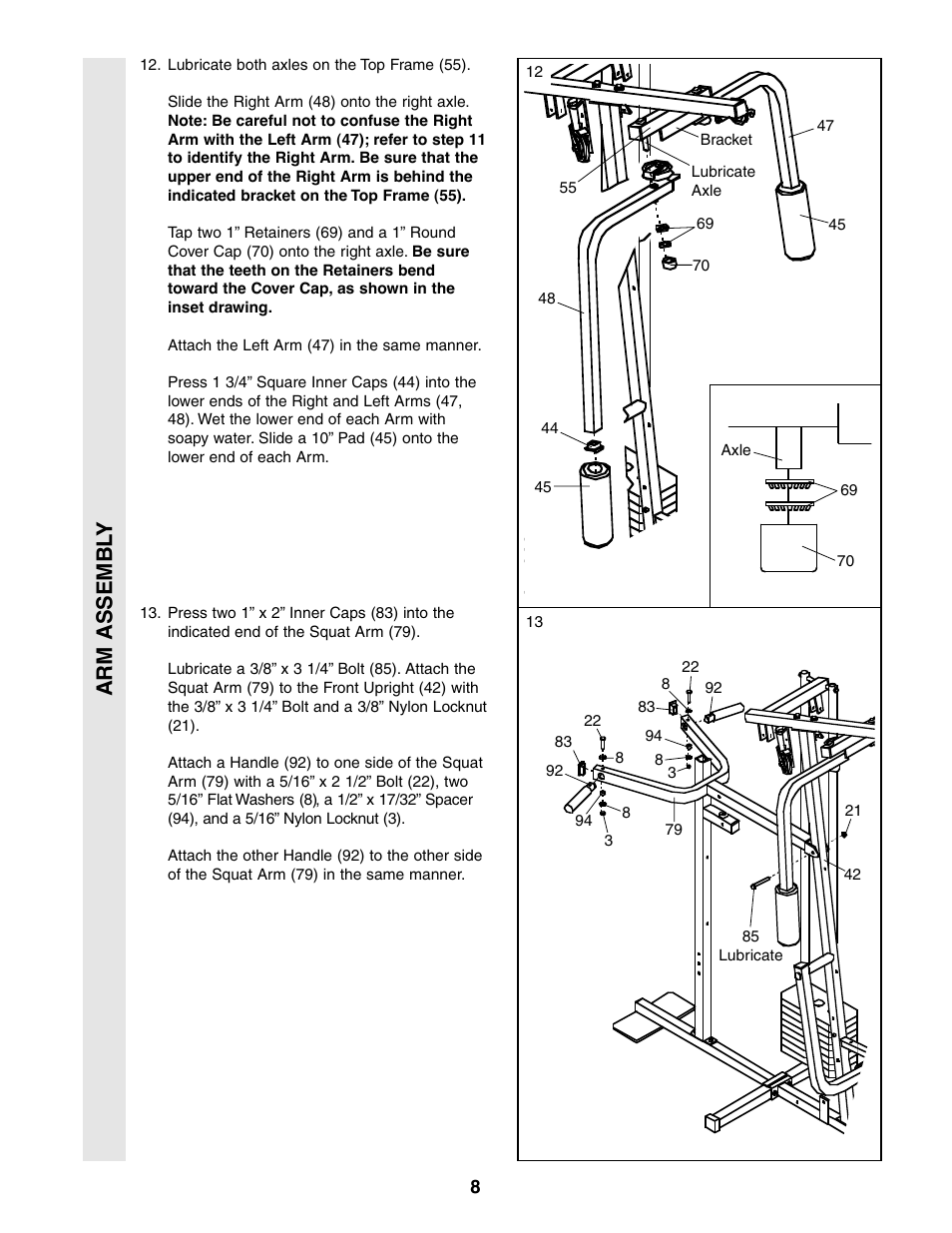 Arm assembl y | Weider 831.159361 User Manual | Page 8 / 29