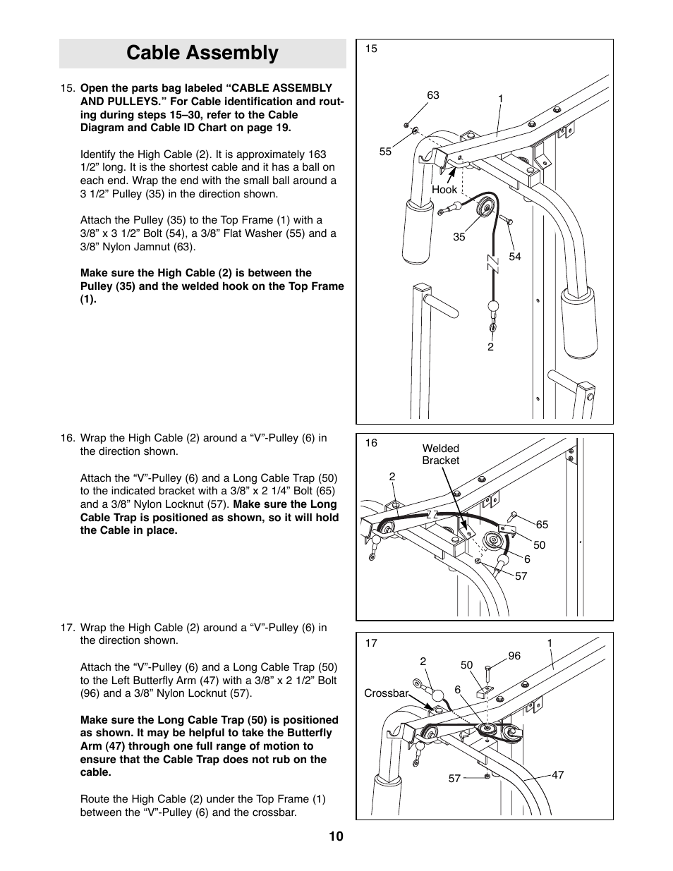 Cable assembly | Weider WESY92190 User Manual | Page 10 / 28