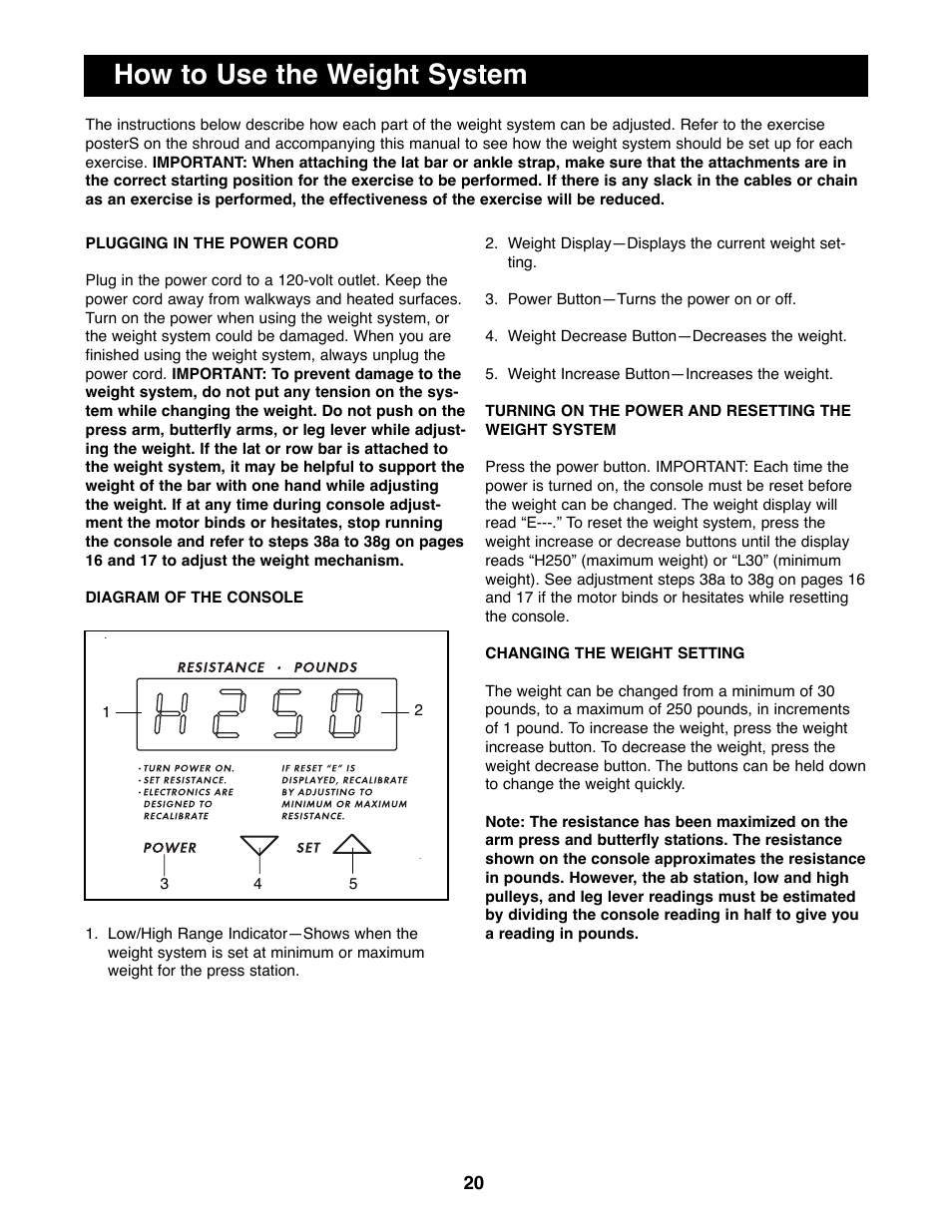How to use the weight system | Weider WESY92190 User Manual | Page 20 / 28