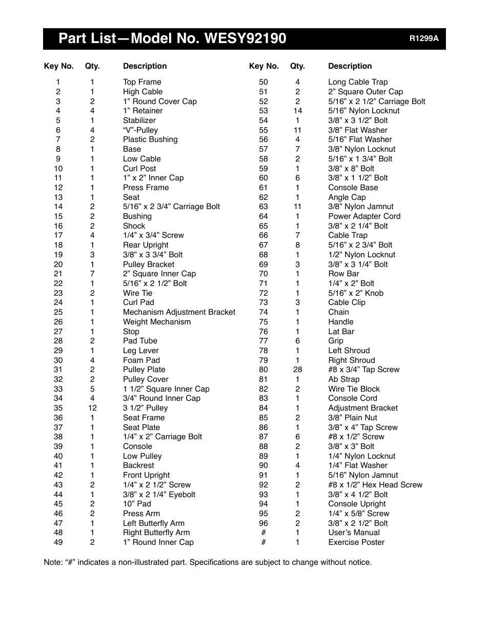 Weider WESY92190 User Manual | Page 26 / 28