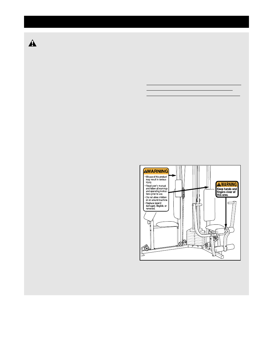 Important precautions warning | Weider 831.159720 User Manual | Page 3 / 28