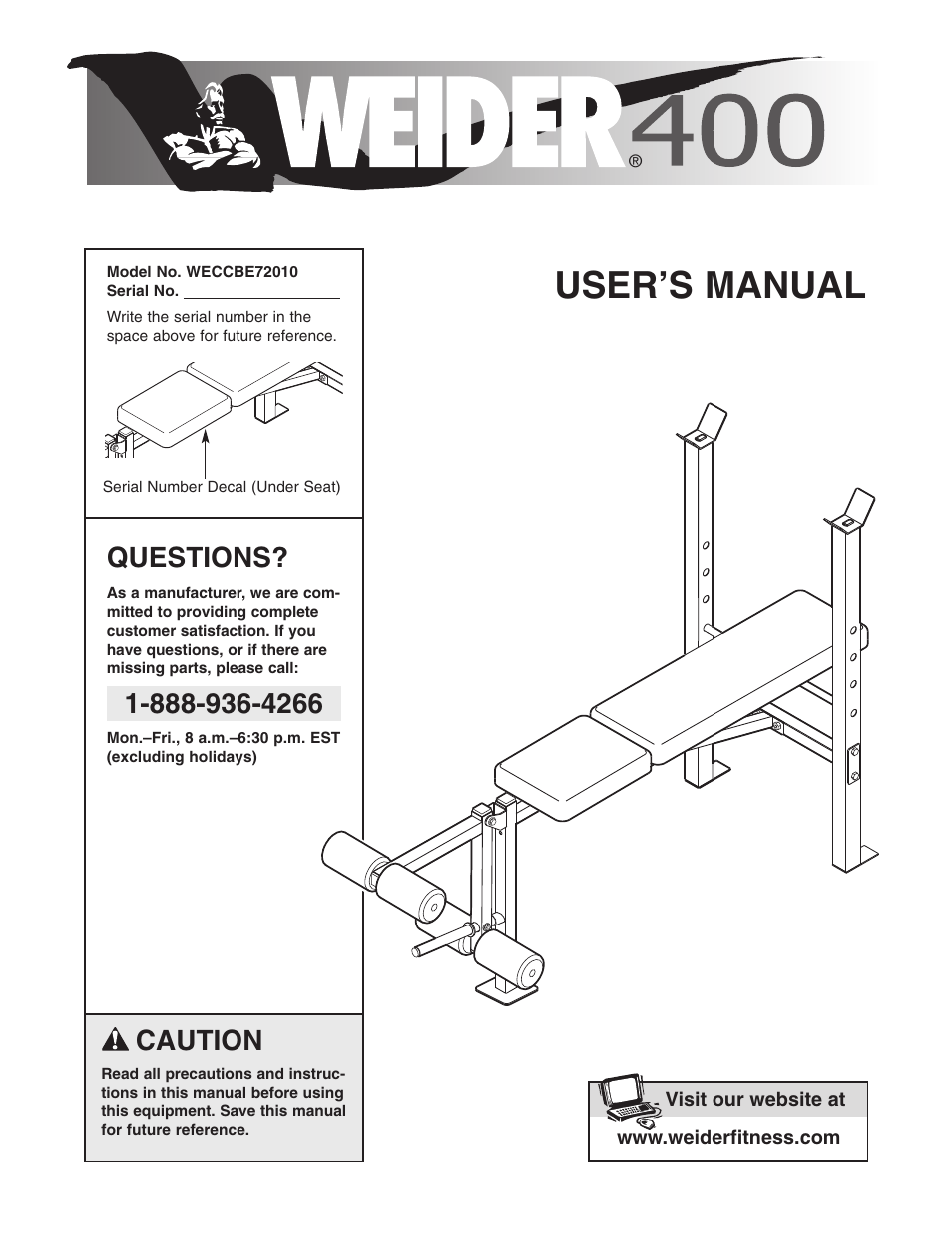 Weider WECCBE72010 User Manual | 16 pages