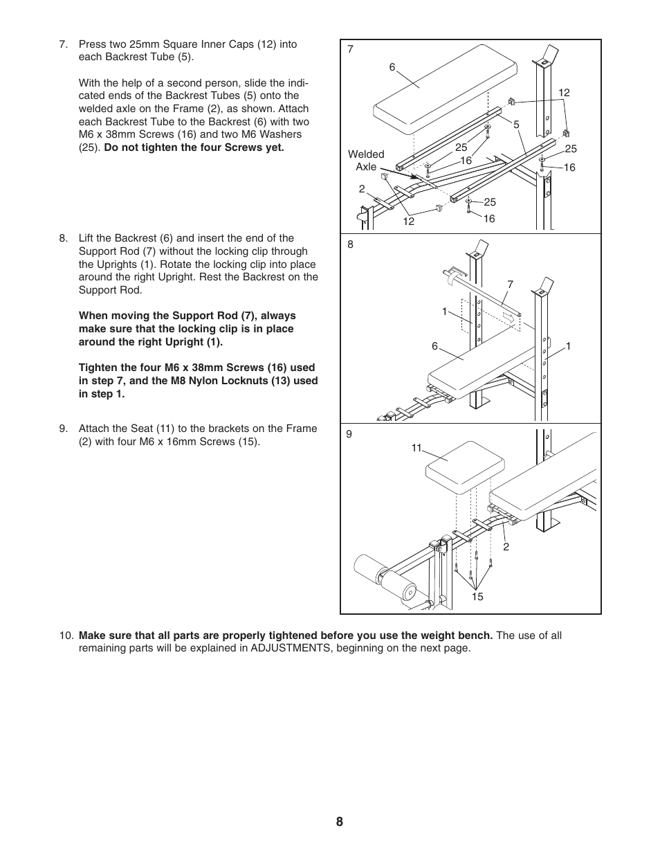 Weider WECCBE72010 User Manual | Page 8 / 16