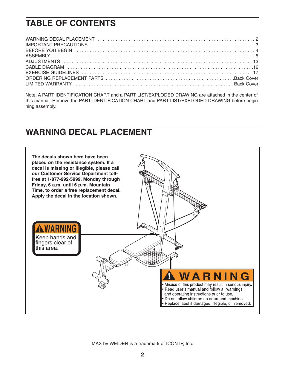 Weider WESY59531 User Manual | Page 2 / 24