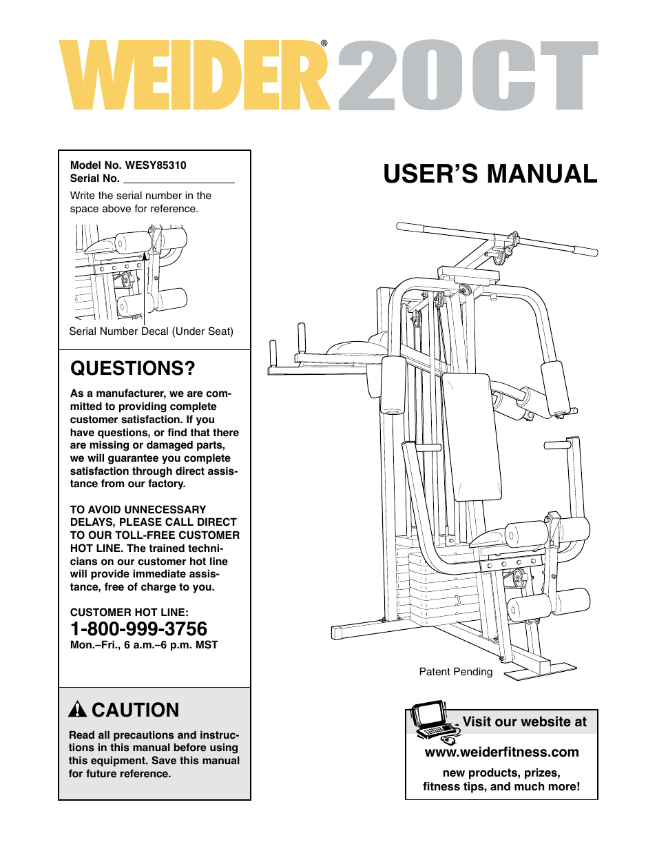 Weider WESY85310 User Manual | 27 pages