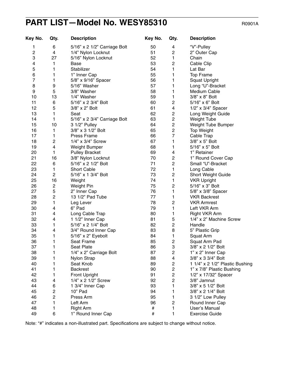 Weider WESY85310 User Manual | Page 25 / 27