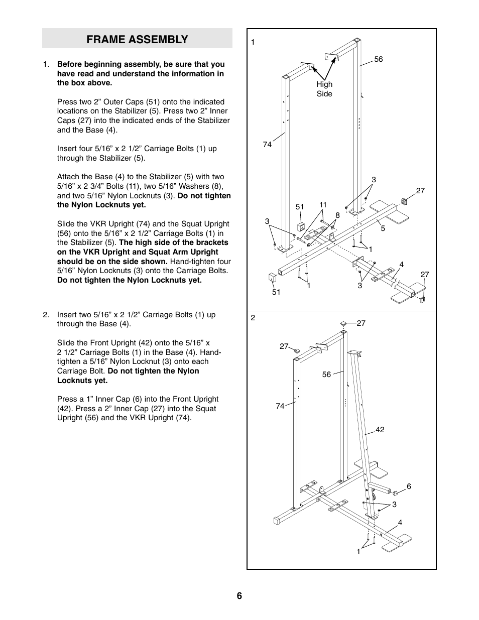 Frame assembly | Weider WESY85310 User Manual | Page 6 / 27