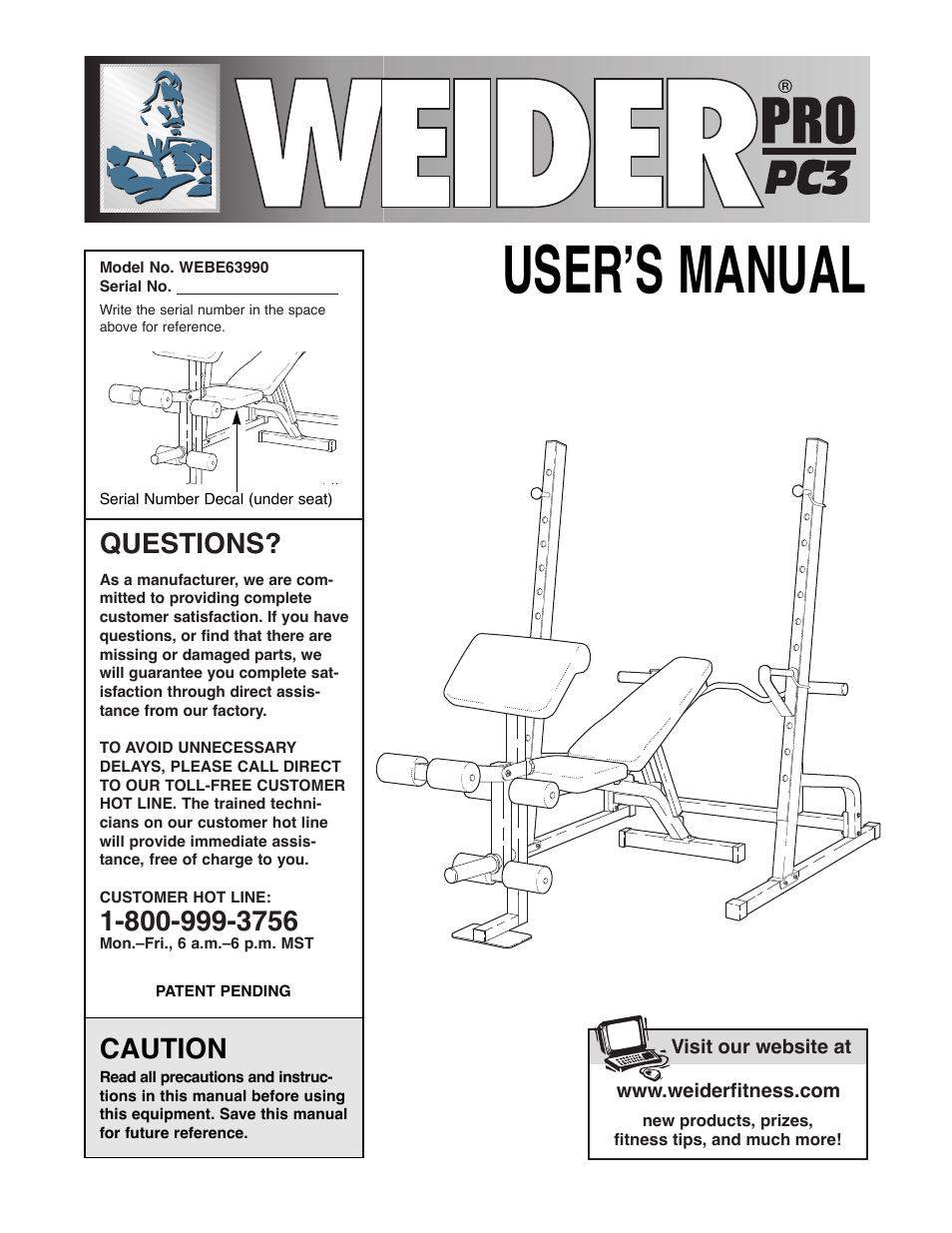 Weider WEBE63990 User Manual | 19 pages