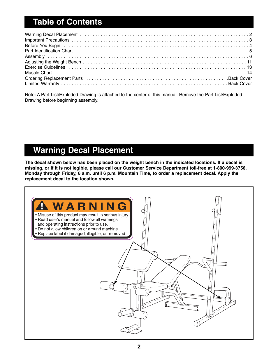 Weider WEBE63990 User Manual | Page 2 / 19