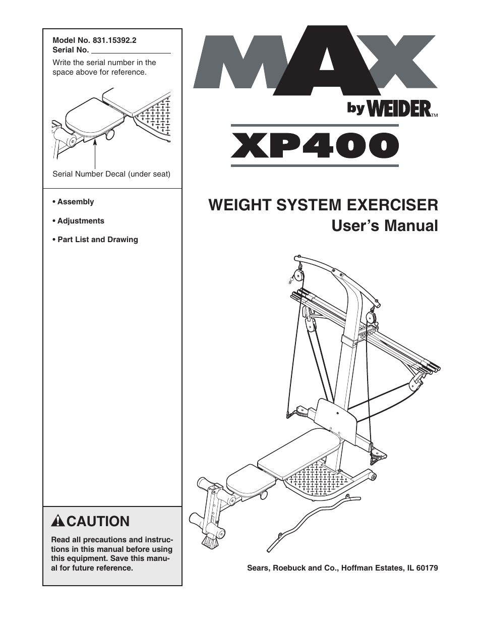 Weider XP400 831.15392.2 User Manual | 24 pages